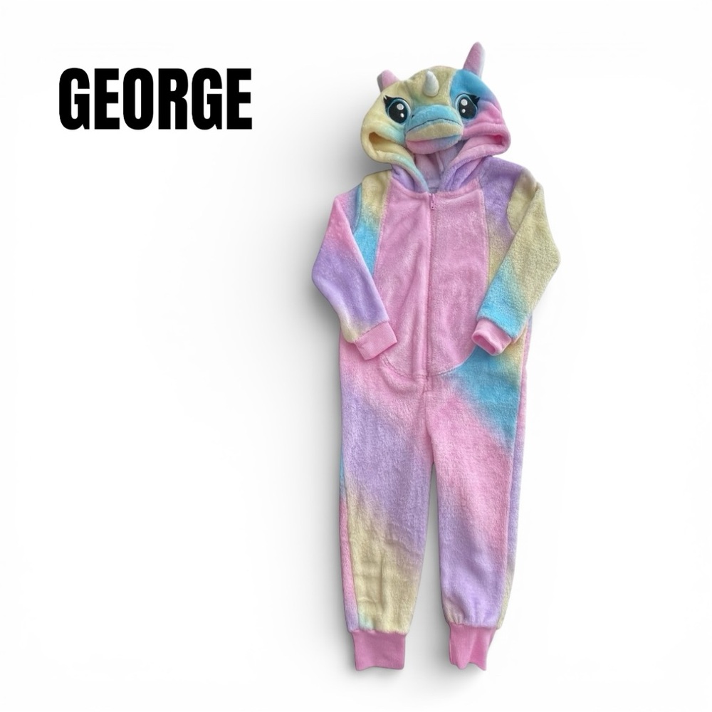 082 George Pastel Rainbow Unicorn Onesie 2T